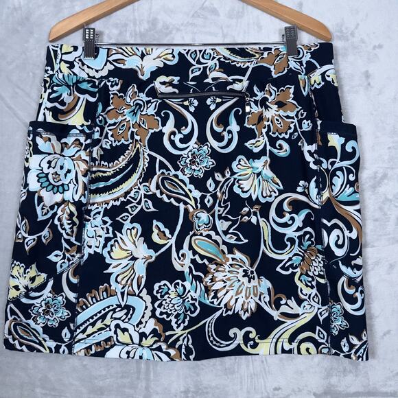 Chico's Zenergy Neema Side Pocket Skort Size 2.5 (Size L) Navy Blue Floral - Picture 2 of 11